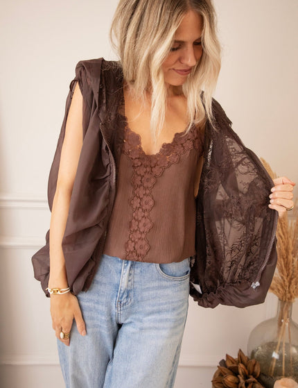Sleeveless Donna Lace Choco - Jacket - ellemilla