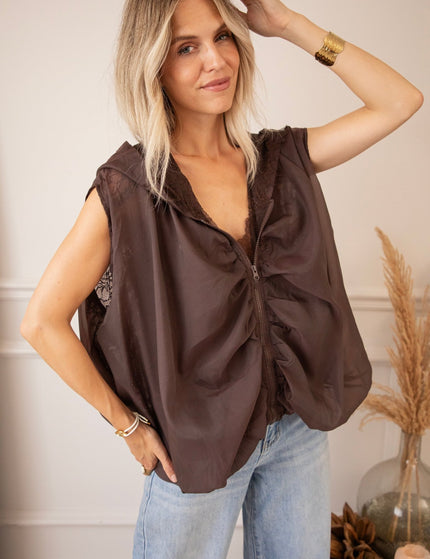 Sleeveless Donna Lace Choco - Jacket - ellemilla