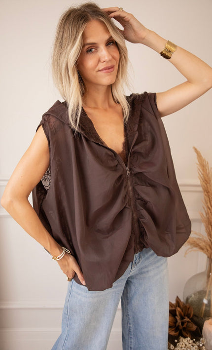 Sleeveless Donna Lace Choco - Jacket - ellemilla