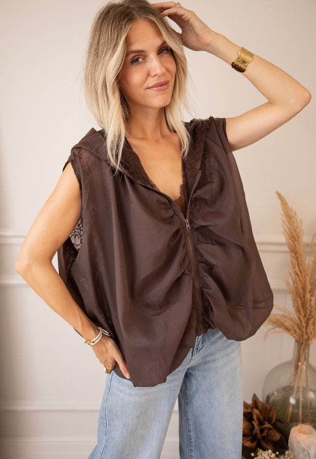 Sleeveless Donna Lace Choco - Jacket - ellemilla