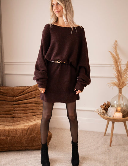 Sloane Deep Burgundy - Sweater Dress - ellemilla