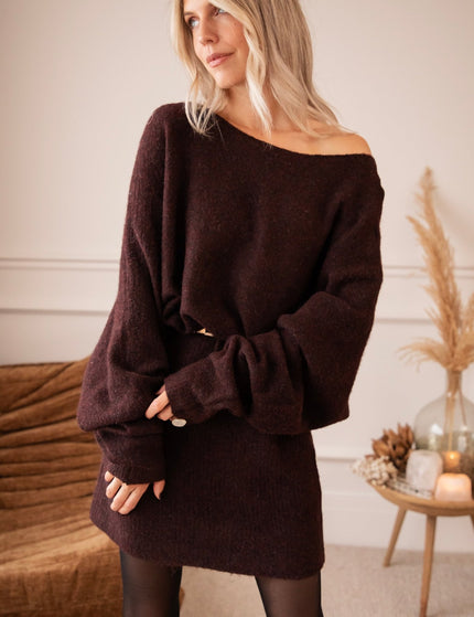 Sloane Deep Burgundy - Sweater Dress - ellemilla