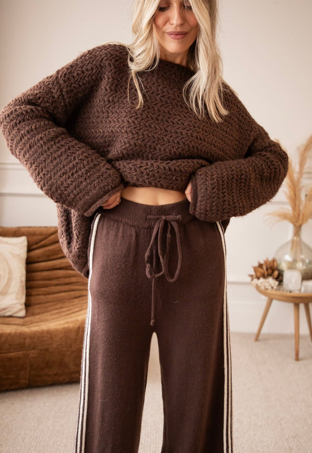 Soft Side Stripe Brown - Broek - ellemilla