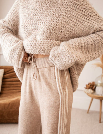 Soft Side Stripe Taupe - Broek - ellemilla