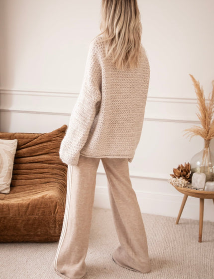 Soft Side Stripe Taupe - Broek - ellemilla