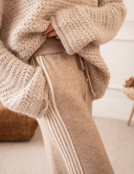 Soft Side Stripe Taupe - Broek - ellemilla