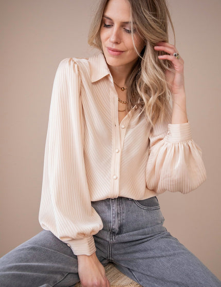 Sophisticated Stripes Warm Beige - Blouse - ellemilla