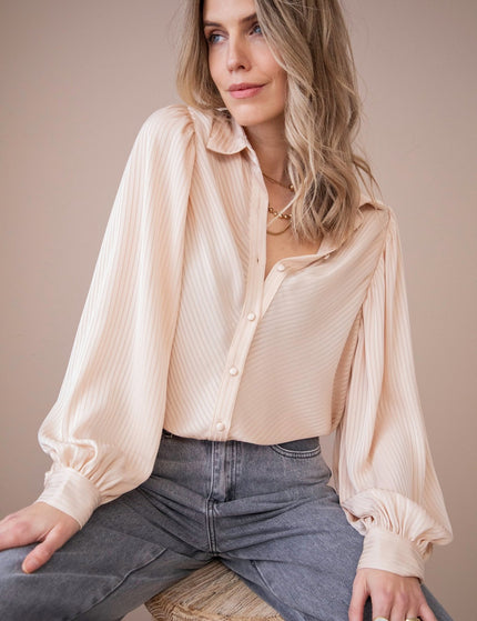 Sophisticated Stripes Warm Beige - Blouse - ellemilla