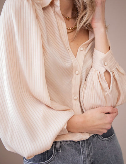 Sophisticated Stripes Warm Beige - Blouse - ellemilla