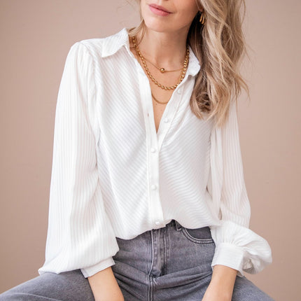 Sophisticated Stripes White - Blouse - ellemilla