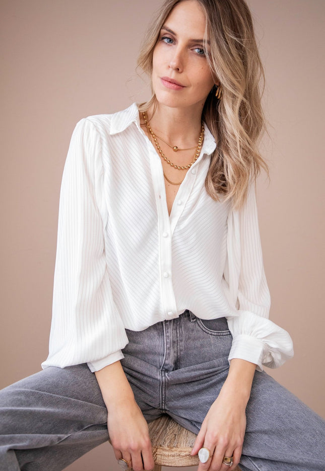 Sophisticated Stripes White - Blouse - ellemilla