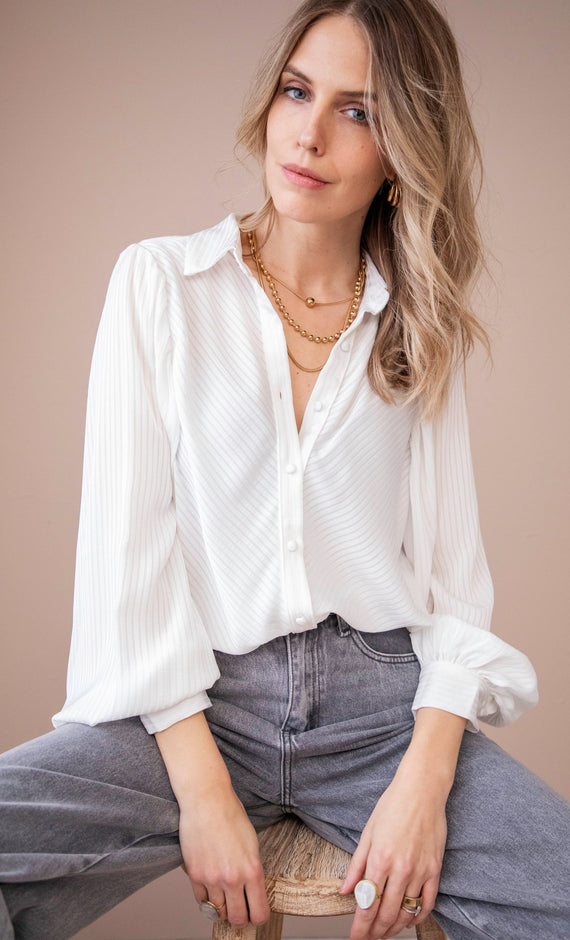 Sophisticated Stripes White - Blouse - ellemilla