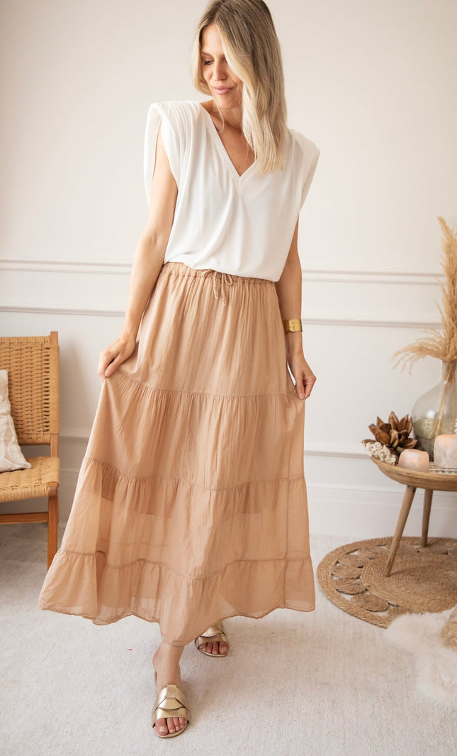 Soraya Beige - Maxi Rok - ellemilla