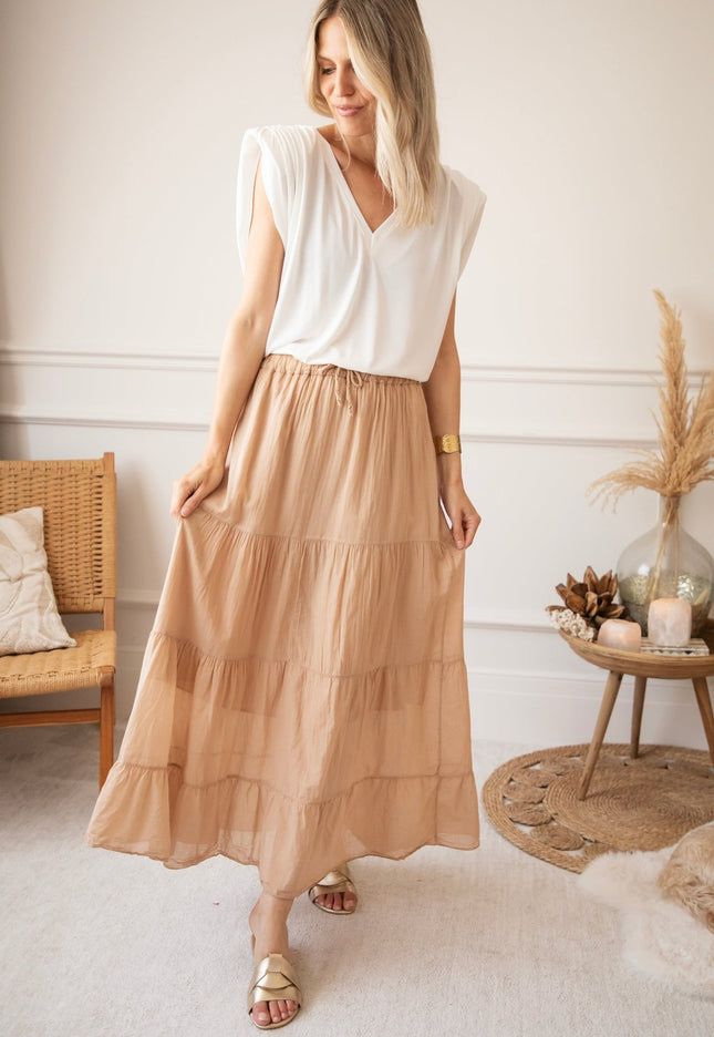 Soraya Beige - Maxi Rok - ellemilla