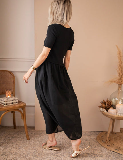 Soraya Short Sleeve Black - Maxi Jurk - ellemilla
