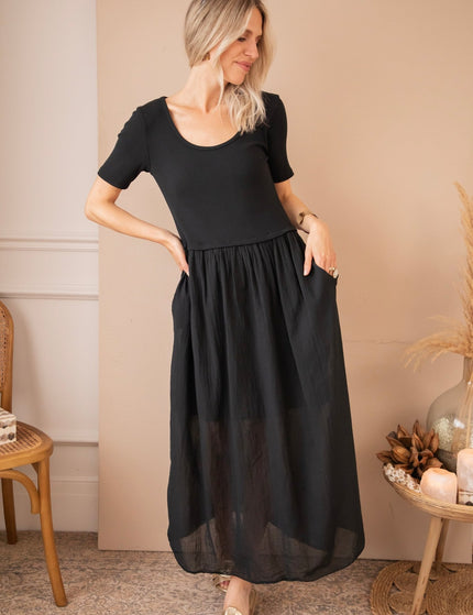 Soraya Short Sleeve Black - Maxi Jurk - ellemilla