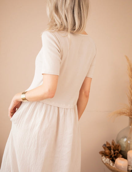 Soraya Short Sleeve Café Au Lait - Maxi Jurk - ellemilla