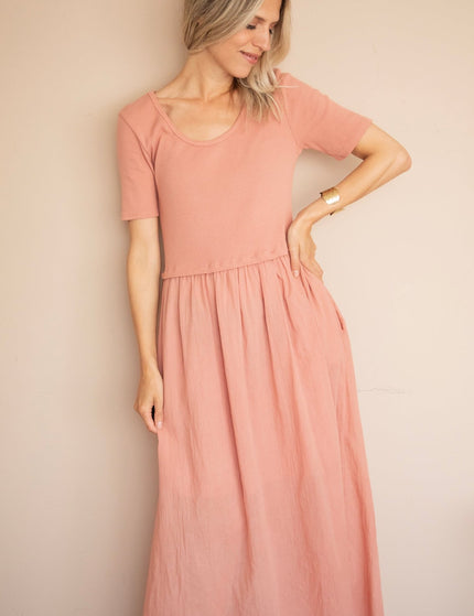Soraya Short Sleeve Powder Pink - Maxi Jurk - ellemilla