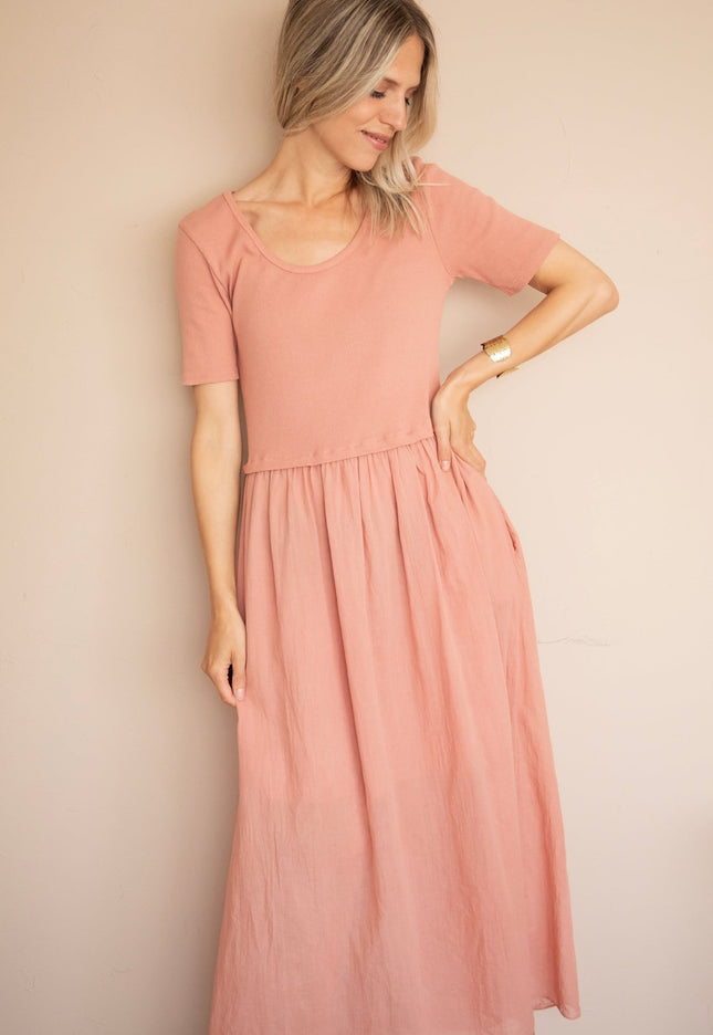 Soraya Short Sleeve Powder Pink - Maxi Jurk - ellemilla