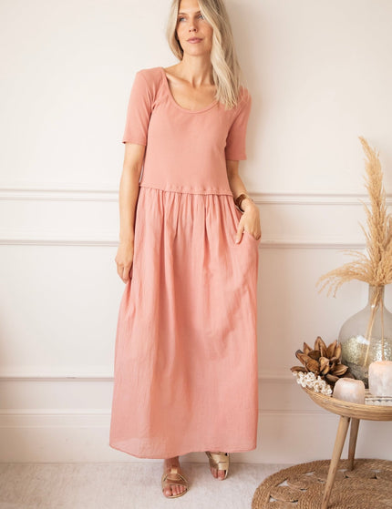 Soraya Short Sleeve Powder Pink - Maxi Jurk - ellemilla