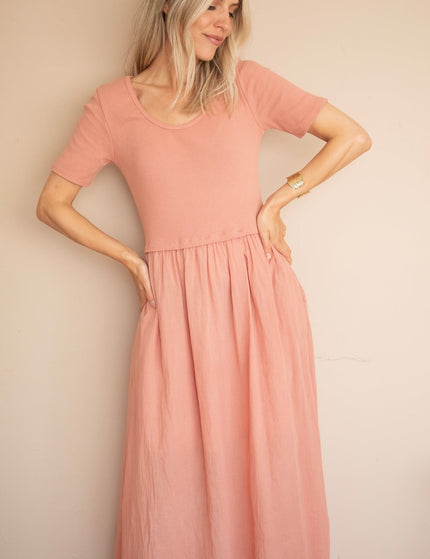 Soraya Short Sleeve Powder Pink - Maxi Jurk - ellemilla