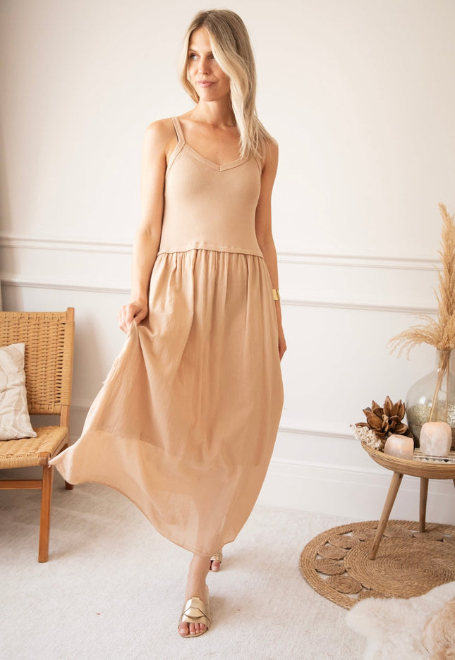 Soraya Strap Beige - Maxi Jurk - ellemilla