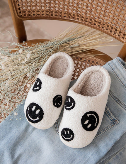 Spread Happiness Off White/Black - Slippers - ellemilla