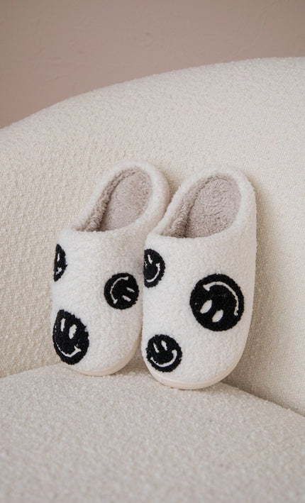 Spread Happiness Off White/Black - Slippers - ellemilla