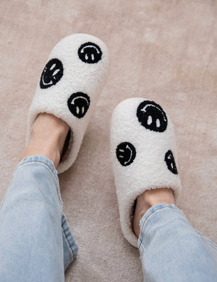 Spread Happiness Off White/Black - Slippers - ellemilla