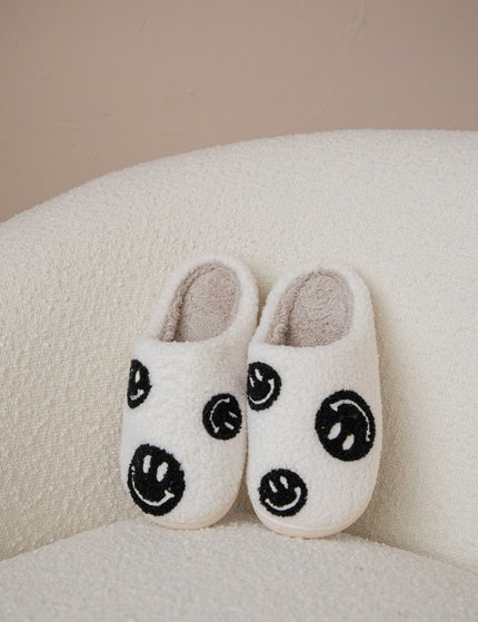 Spread Happiness Off White/Black - Slippers - ellemilla