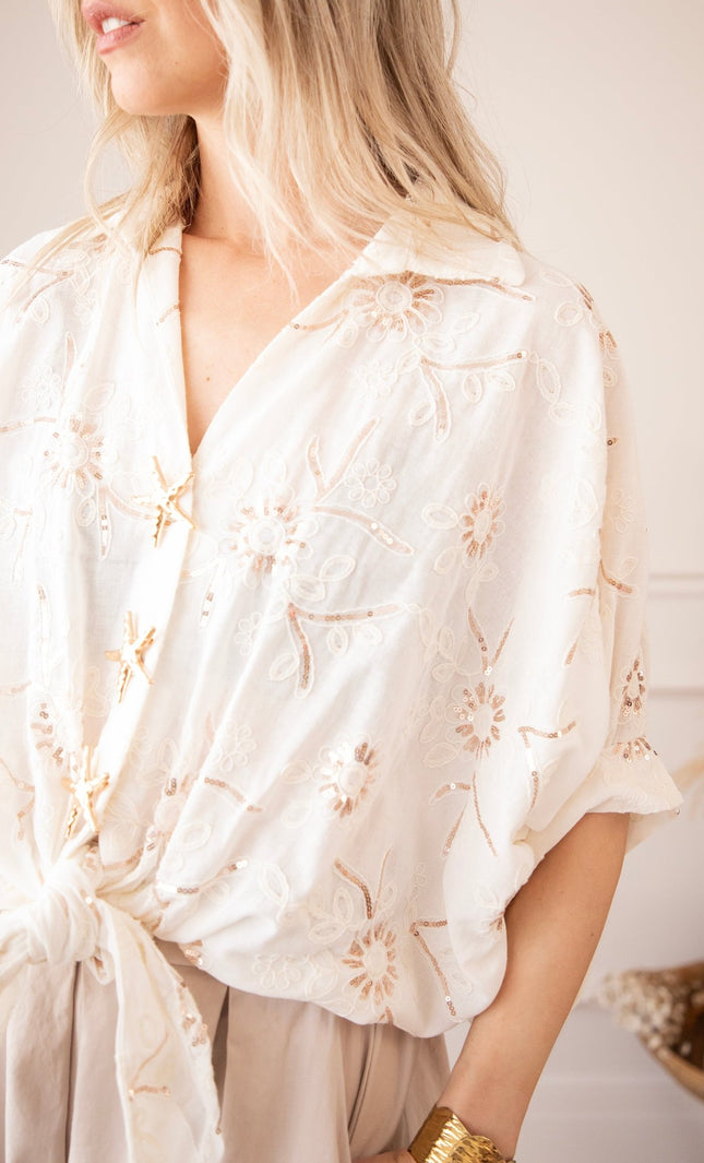 Starfish Blossom Beige - Blouse - ellemilla