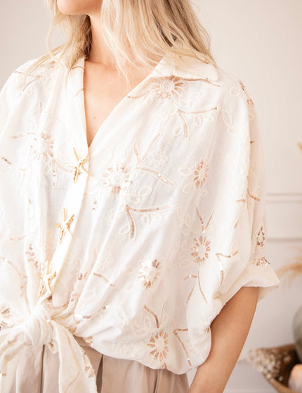 Starfish Blossom Beige - Blouse - ellemilla