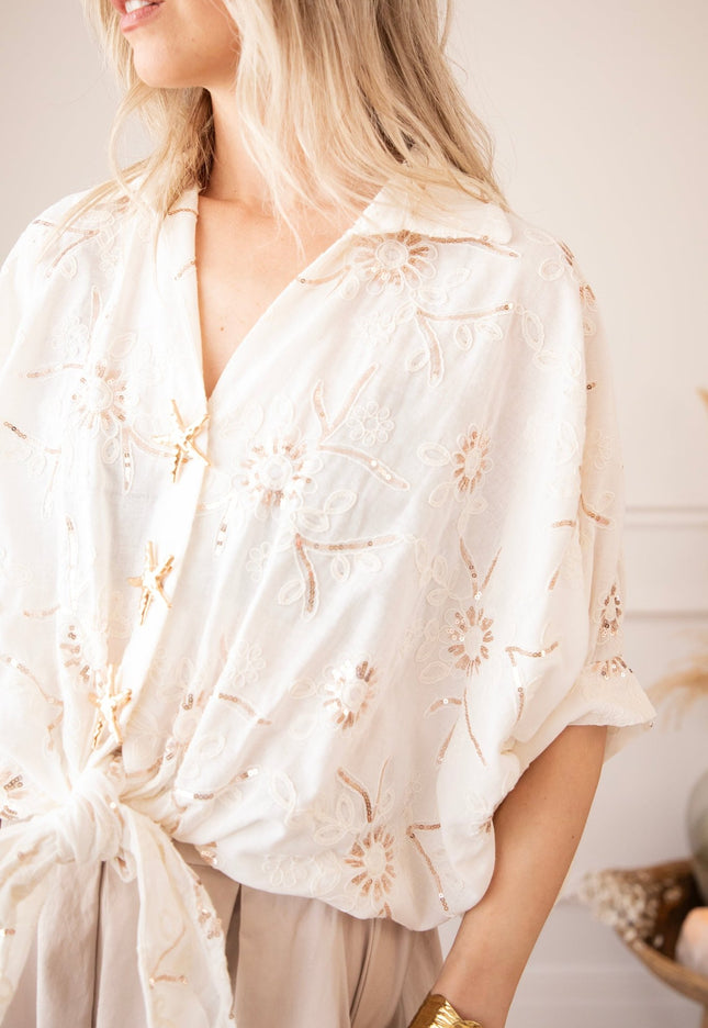 Starfish Blossom Beige - Blouse - ellemilla