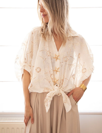 Starfish Blossom Beige - Blouse - ellemilla