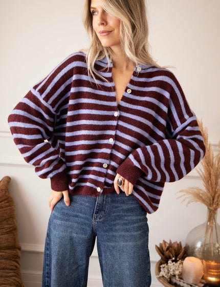 Stay In Line Blue/Burgundy - Vest - ellemilla