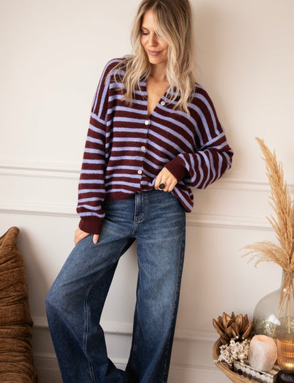 Stay In Line Blue/Burgundy - Vest - ellemilla