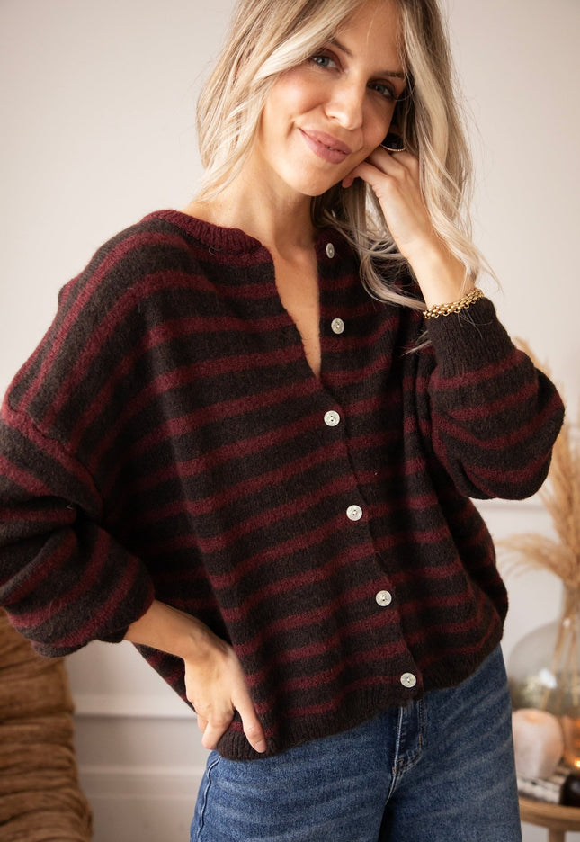 Stay In Line Burgundy/Cacao - Vest - ellemilla