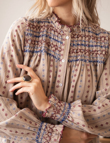 Stitched Poetry Taupe - Blouse - ellemilla