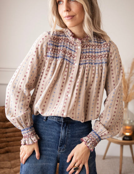 Stitched Poetry Taupe - Blouse - ellemilla