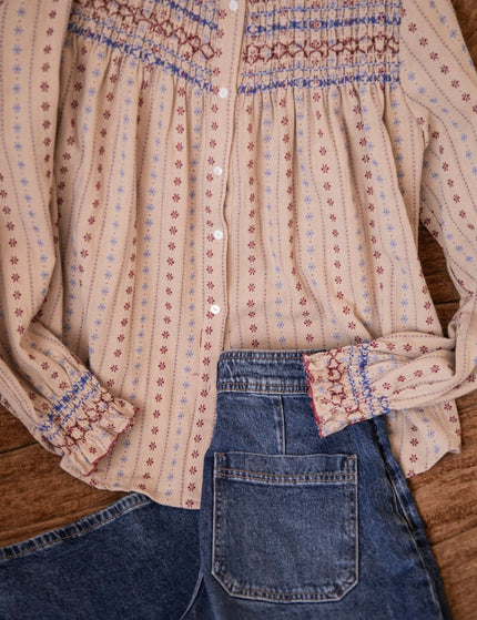 Stitched Poetry Taupe - Blouse - ellemilla