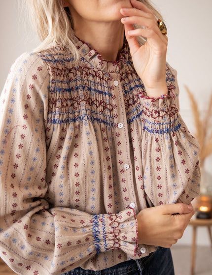 Stitched Poetry Taupe - Blouse - ellemilla