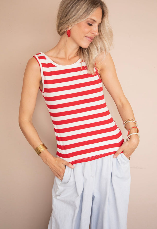 Stripe Me Up Red/Off White - Top - ellemilla