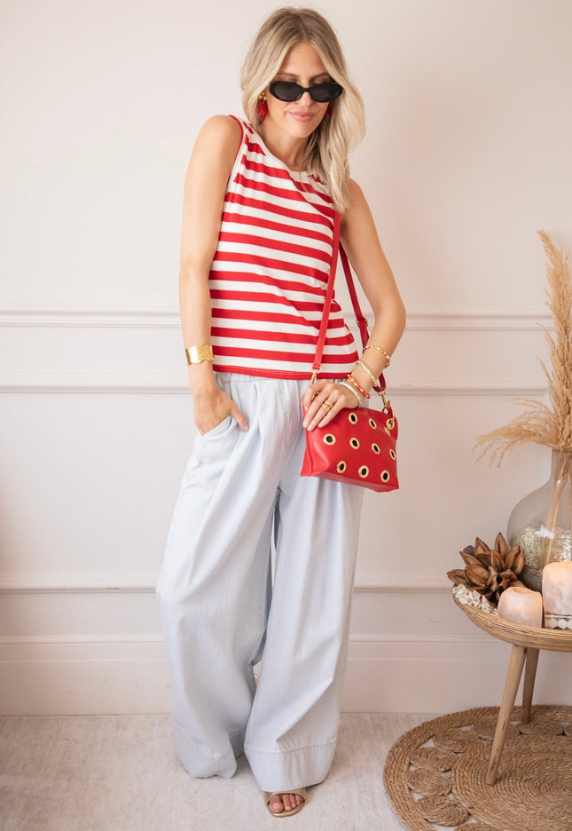 Stripe Me Up Red/Off White - Top - ellemilla