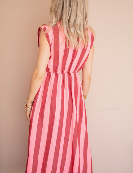 Striped Wrap Sweet Pink/Bordeaux - Jurk - ellemilla
