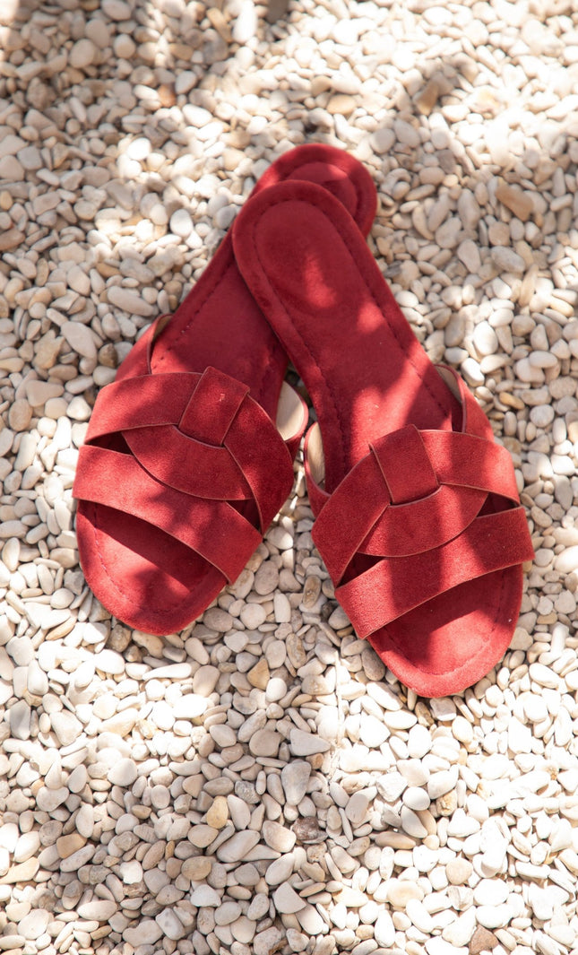 Strolling Straps Suede Bordeaux - Slippers - ellemilla