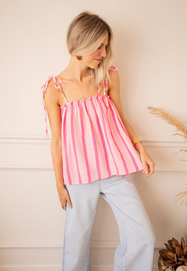Sunny Stripe Energy Baby Pink/Fuchsia - Top - ellemilla