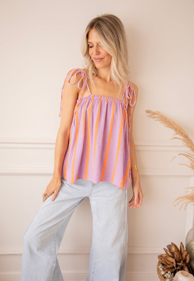 Sunny Stripe Energy Lila/Orange - Top - ellemilla