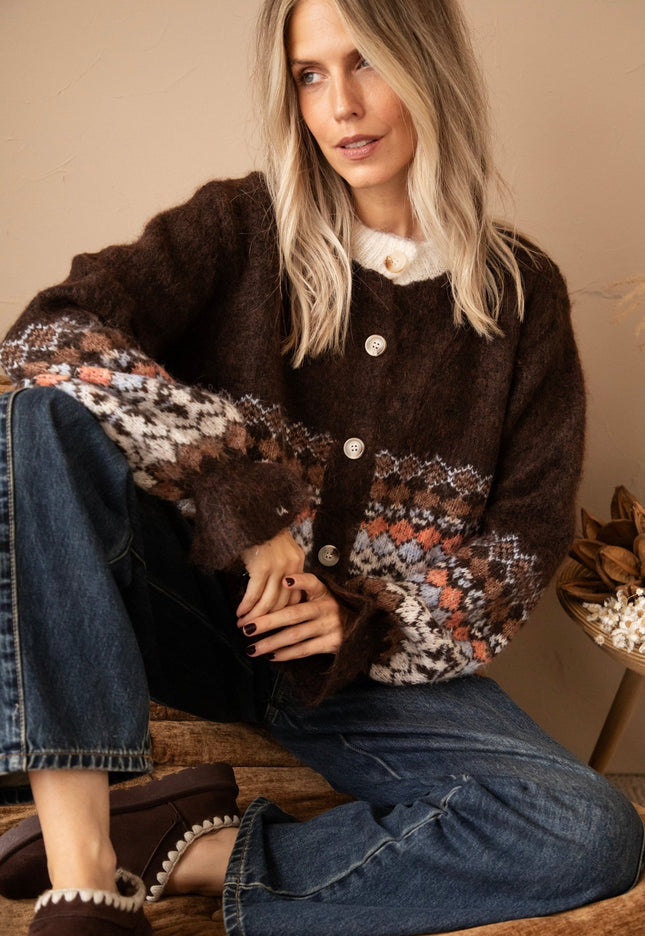 Sweet Fair Isle Brown - Vest - ellemilla