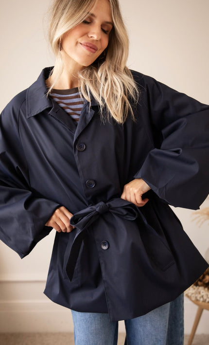 Tie The Trench Navy - Jacket - ellemilla