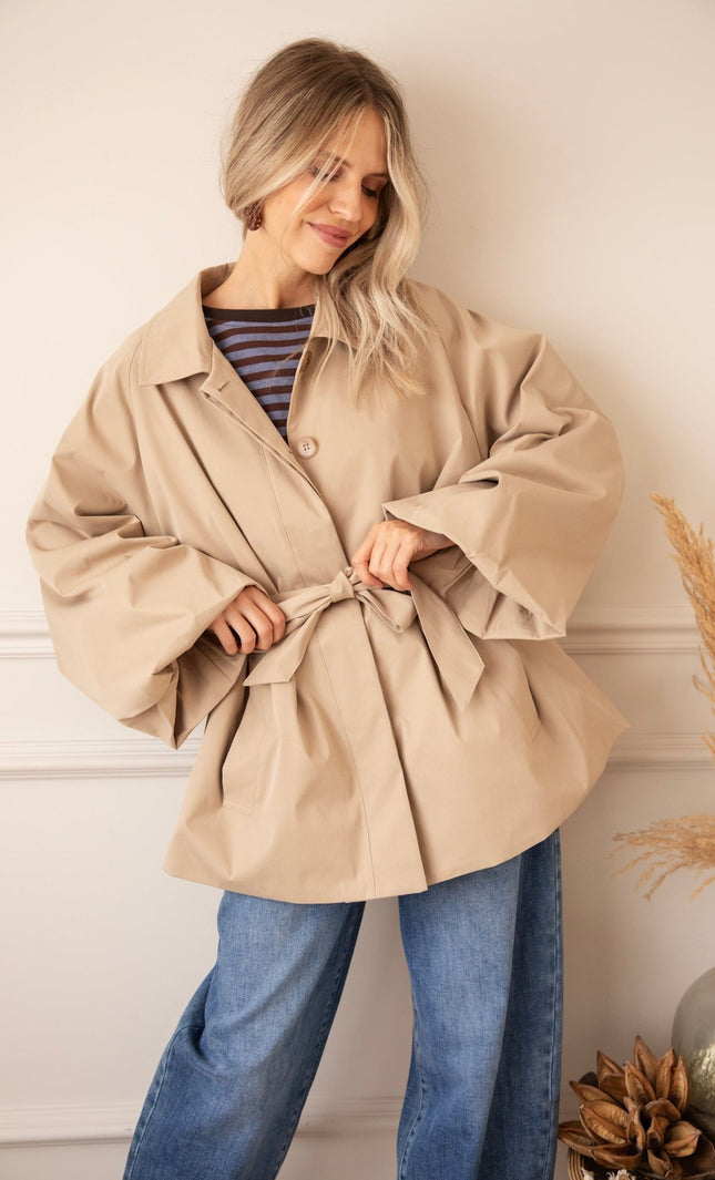 Tie The Trench Soft Taupe - Jacket - ellemilla